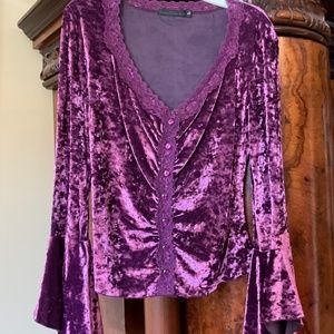Guess Collection Burgundy Velvet Top L/S size L